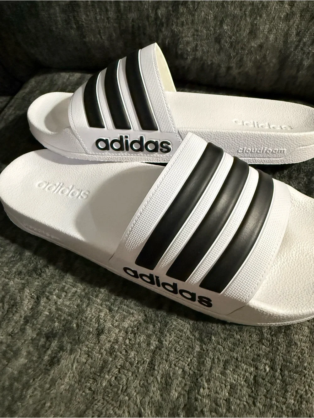 adidas White and Black men’s Slide Sandals size 12